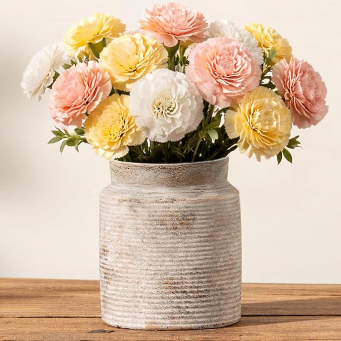 Ceramic Flower Vase 6.5 inch Farmhouse Rustic Vase by Dobbyby