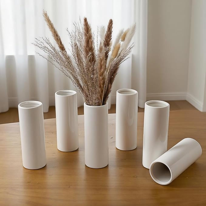 Modern White Ceramic Vase Set of 10 - Image 2