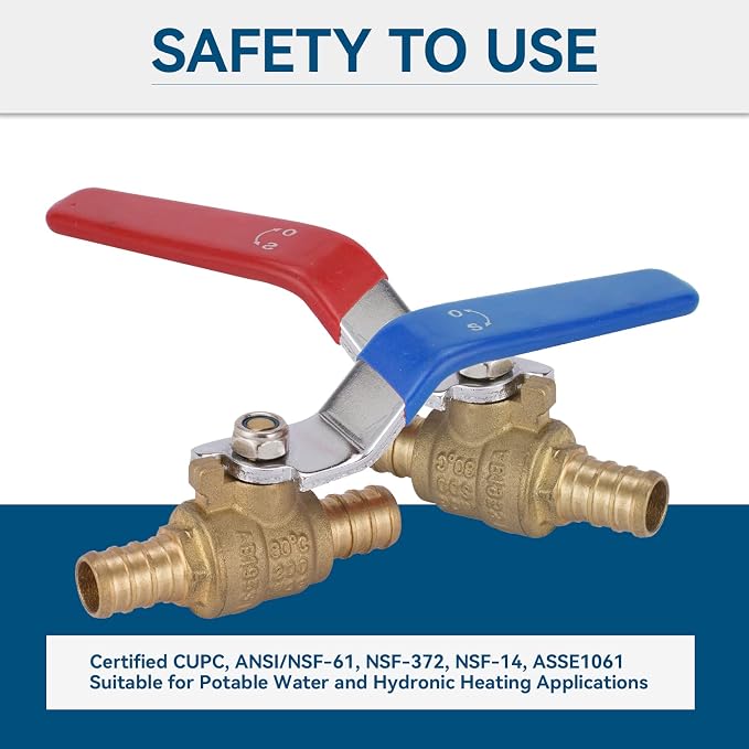 4-Pack GUOFIS 1/2-Inch PEX Crimp Full Port Ball Valve | 1/4 Turn Hot and Cold - Image 2