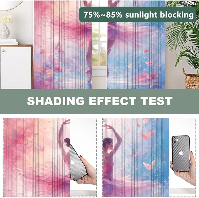 Dreamy Watercolor Flower Window Curtains 2 Panels Set, 52 X 84 Inch Polyester - Image 5