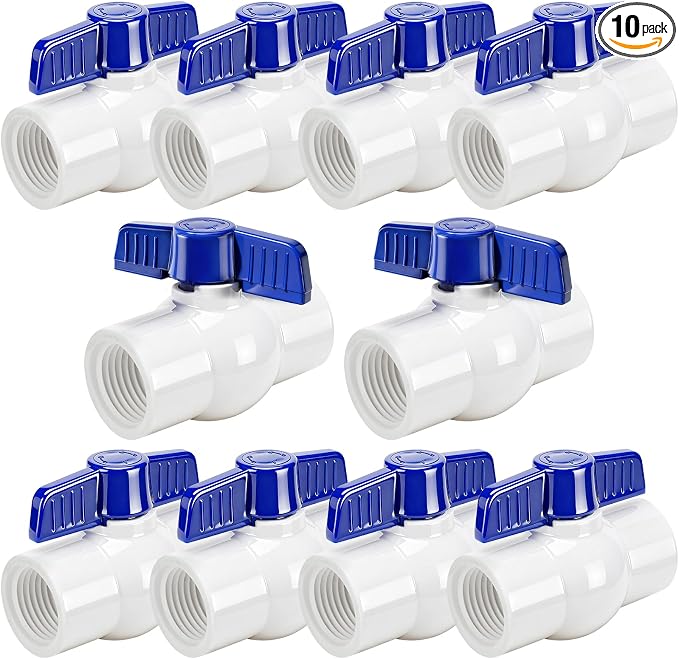 10 Pack 1inch PVC Ball Valves Full Port T-handle Water Shut-Off Valve NPT by ReliableHigh-PerformanceFlowControlYouCanTrust