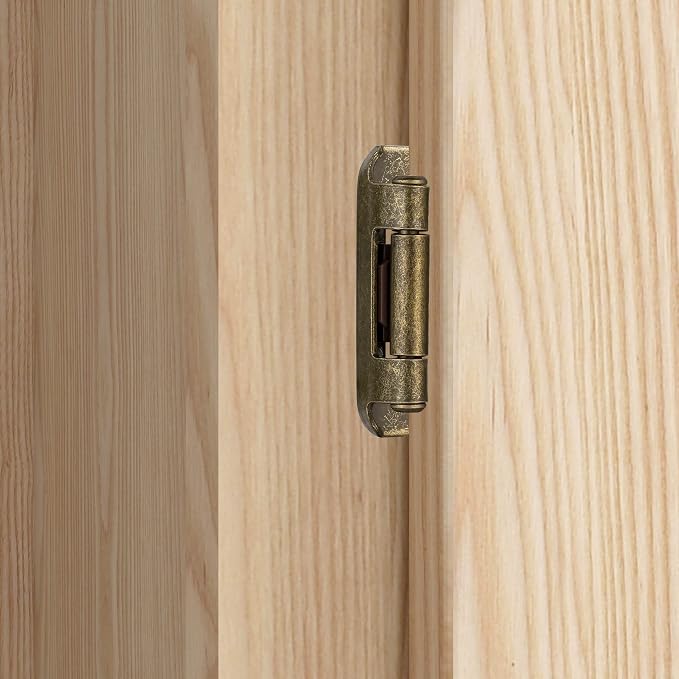 Antique Brass Cabinet Hinges, 1/2” Overlay, 4 Pack | - Image 3