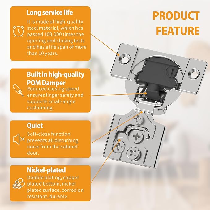 60 Pack 5/8" Overlay 4D Soft Close Concealed Hinges - Image 5