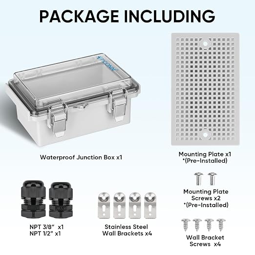 TICONN Outdoor Electrical Box Waterproof, ABS IP67 Junction Box Enclosure | - Image 6