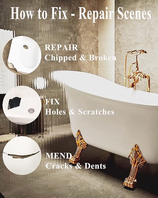Bath Repair Kit White 100g, Chip & Pedestal Crack Hole Scratches Repair | - Image 5