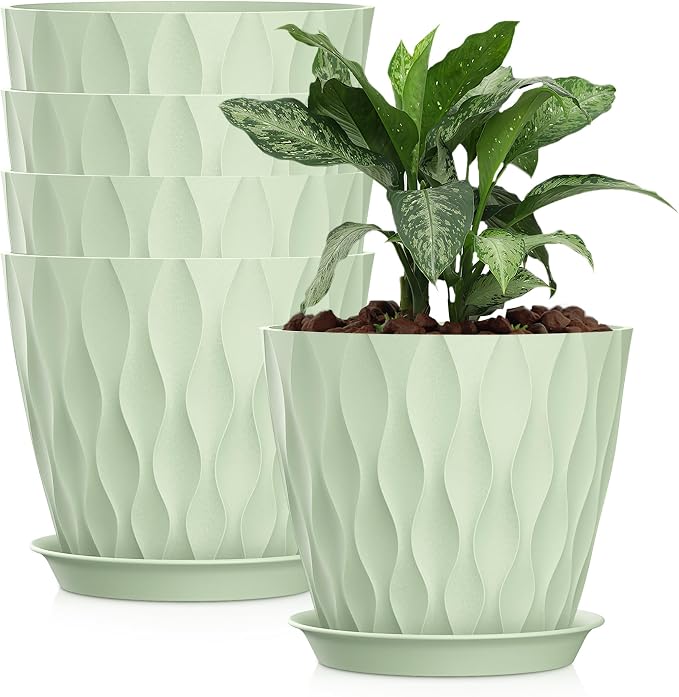 8 Inch Plastic Plant Pots, Planters by SQKH