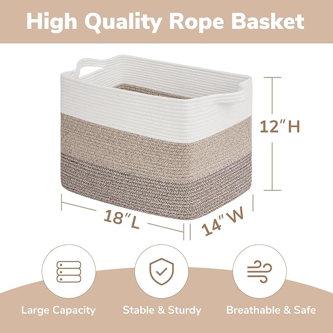 Goodpick 50L Large Woven Storage Basket, Gradient Brown | Decorative Gift Basket - Image 3
