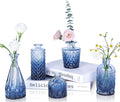 UPBUD Glass Blue Bud Vases Set of 5, Mini Flower Vase by UPBUD