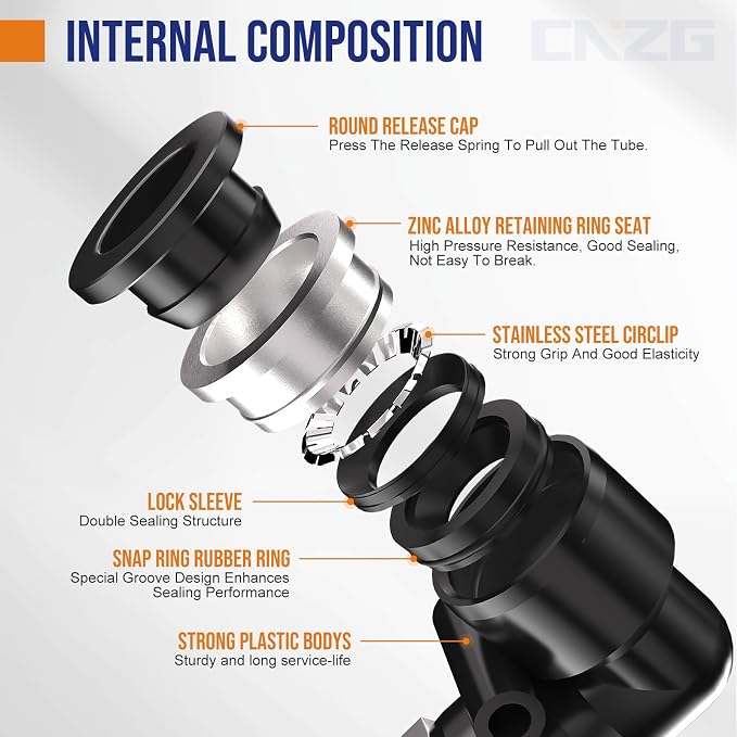 1/4 Push to Connect Fittings npt Thread to 1/2 Air Line quick | Pneumatic - Image 4