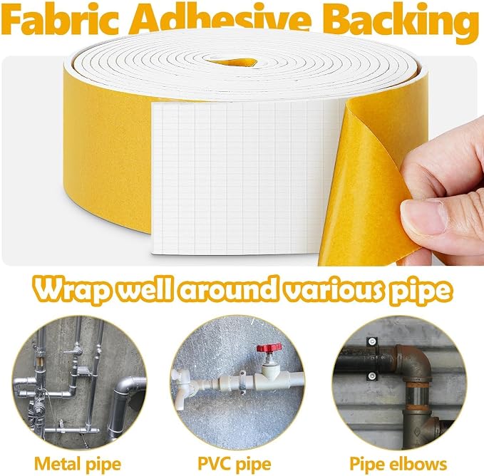 DEMEDO Pipe Insulation Tape, Pipe Wrap Insulation Foam Tape Self Adhesive - Image 2