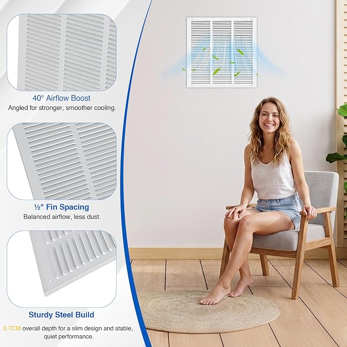 Fancat 18x18 Duct Opening | Steel Return Air Grille | Vent Cover Grill - Image 6
