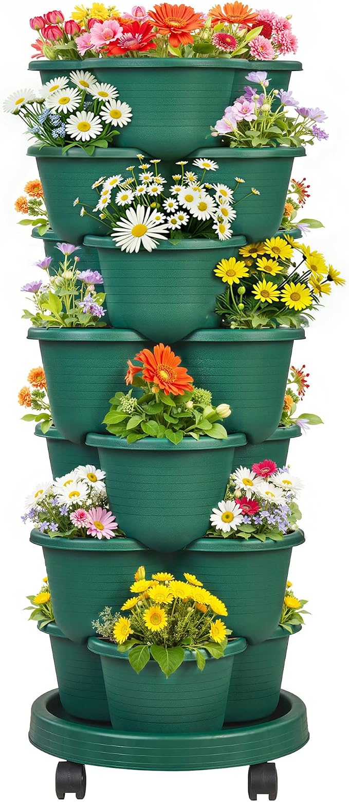 VECELO 7 Tier Vertical Garden Planter, Self Watering Stackable Planters by VECELO