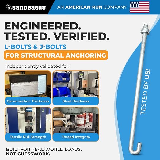 Sandbaggy 1/2" x 8" Threaded Concrete Anchor L-Bolts - Image 3