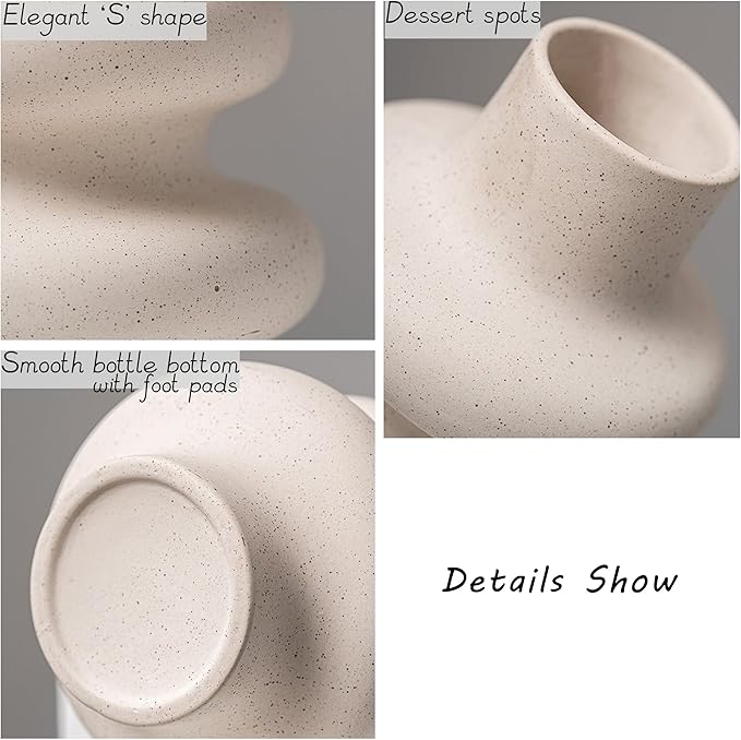 Ceramic Vases Set, Boho Home Decor Vase, Off White, Farmhouse Decor, - Image 4