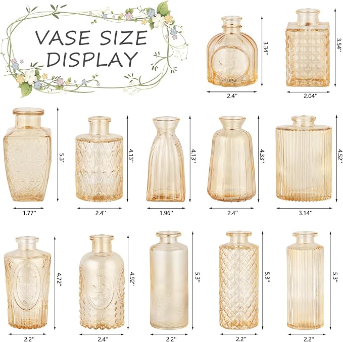 12 Pack Glass Bud Vases Mini Flower Vase Small Vintage Vases - Image 2