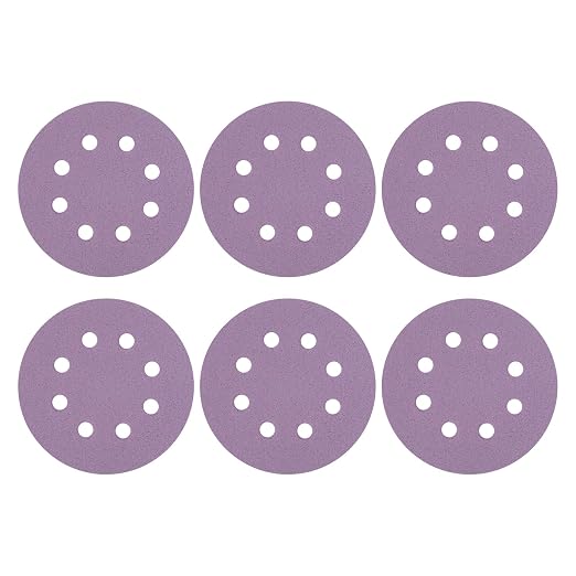 HARFINGTON 10Pcs 5Inch Sanding Disc 8 Hole 60Grit Purple Aluminum Oxide | Hook by HARFINGTON