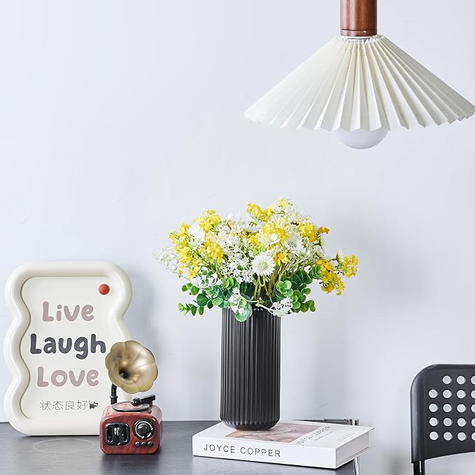 Black Ceramic Flower Vase for Pampas Grass, 8 inch Small Decorative Centerpiece - Image 7