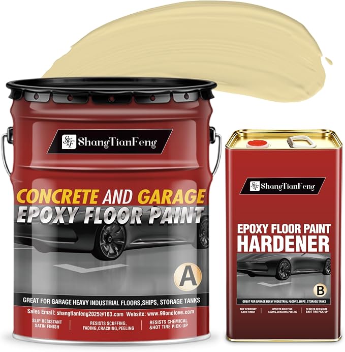 4 Gallon Epoxy Floor Paint kit -100% solids| 6H hardness|20-year durability| by STFShangTianFengPAINT