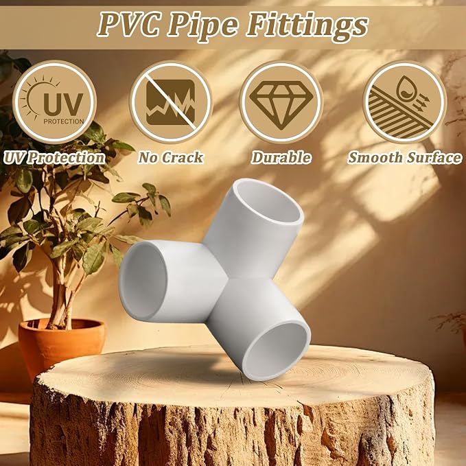 12-Pack 3/4" PVC Fittings 3 Way, Furniture Grade 3/4 Inch PVC Pipe Fittings 3 - Image 3