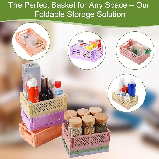 HUUSMOT 6-Pack Collapsible Small Plastic Storage Baskets, 5.9"x3.8"x2.2" | - Image 6