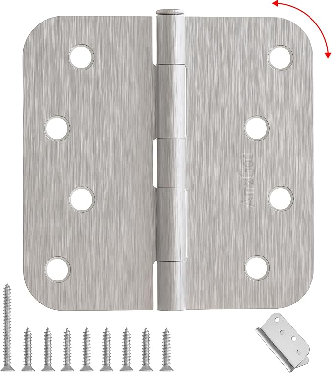 4 Inch Exterior Door Hinges Brushed Nickel 3 Pack - Image 8