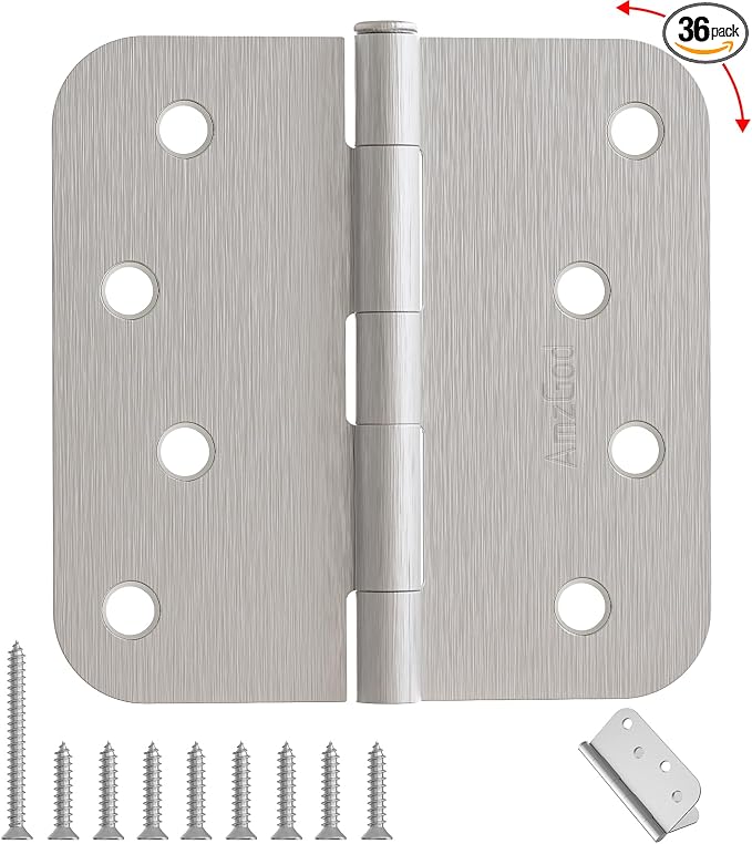 4 Inch Exterior Door Hinges Brushed Nickel 36 Pack by AmzGod