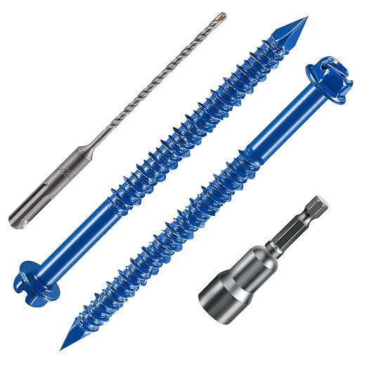 Wensilon 3/16" * 3-3/4" Slotted Hex Concrete Screws Anchor Blue Hexagon Head by Wensilon