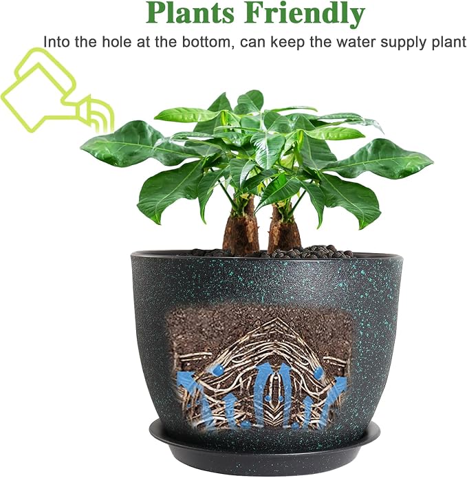 UOUZ 12inch Large Plant Pot, Modern Plastic Planter - Image 4