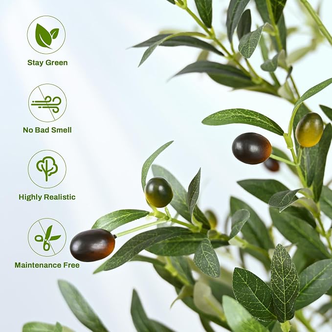 Artificial Olive Tree, 7FT Tall Faux Olive Trees - Image 4