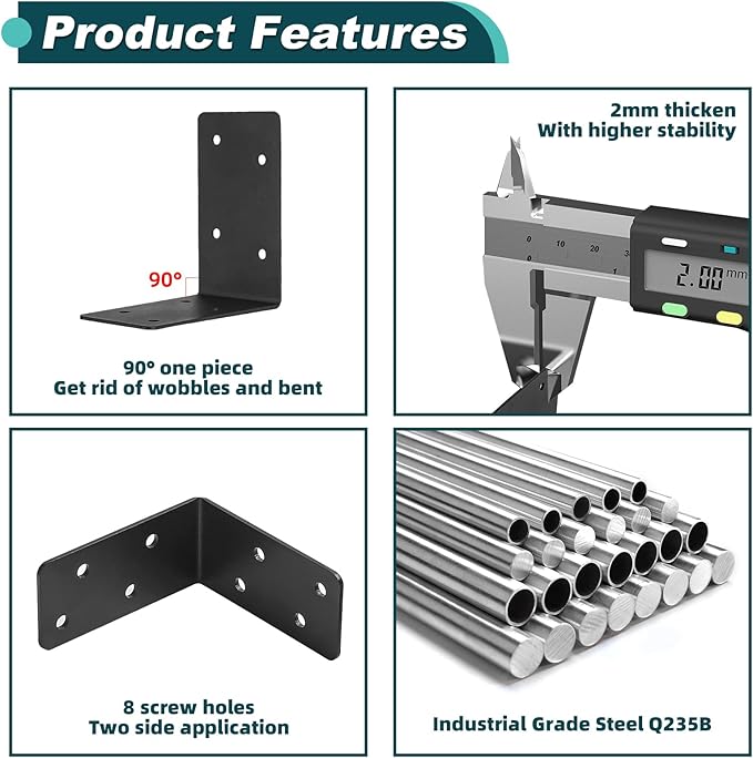 20Pcs Corner Braces, Right Angle Bracket | 2mm Steel Raised Garden Bed Corner - Image 3