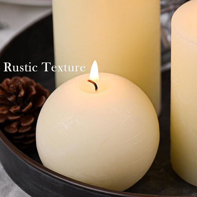 Rustic Ivory Pillar Candles Set - Image 5