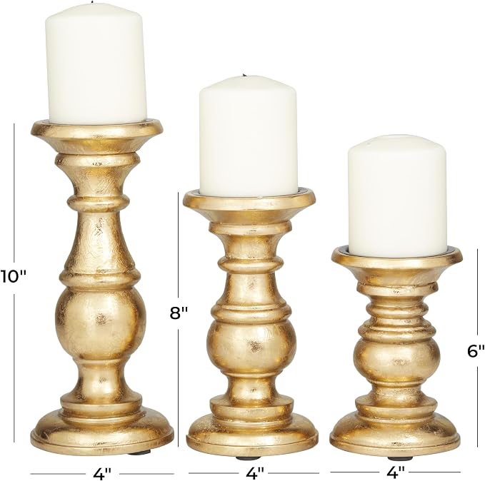 Deco 79 Mango Wood Decorative Candle Holder Turned Style Pillar Candle Stand - Image 6