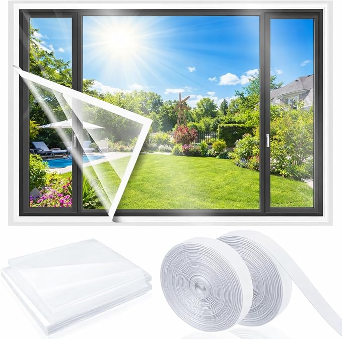 Beveer Window Insulation Kit 87 Inch X 30 ft, Cuttable Film, Waterproof | by Beeveer