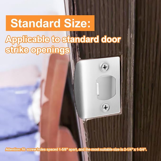 4 Pack Door Latch Strike Plate, Standard Door Lock Strike Plate Repair Kits | - Image 5