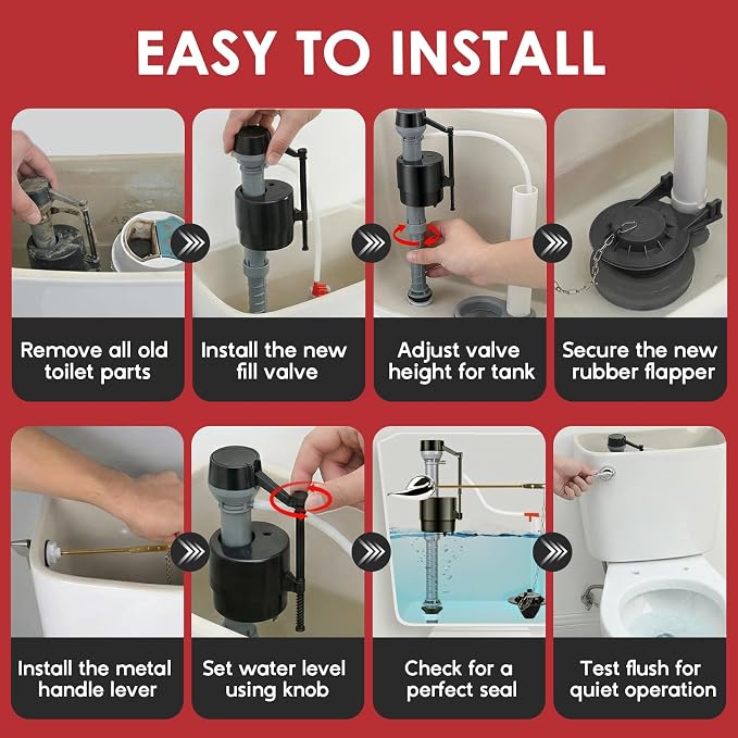 Universal Toilet Flush Valve Replacement Kit Height Adjustable Fill Valve | - Image 6