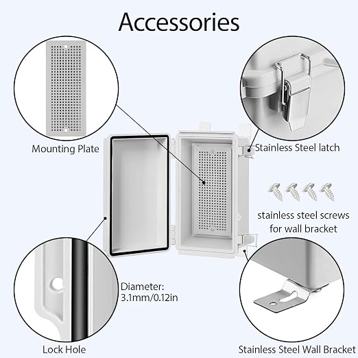 Electrical Box, IP67 Waterproof Hinged Cover Stainless Steel Latch Junction Box - Image 4