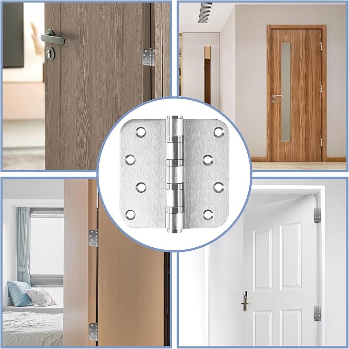 12 Pack Heavy Duty Stainless Steel Hinges, 4 x 4 Inch Brushed Nickel Ball - Image 7