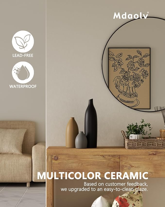 Decorative Flower Vase Set, Rustic Modern Farmhouse Style, Ceramic Vases - Image 3
