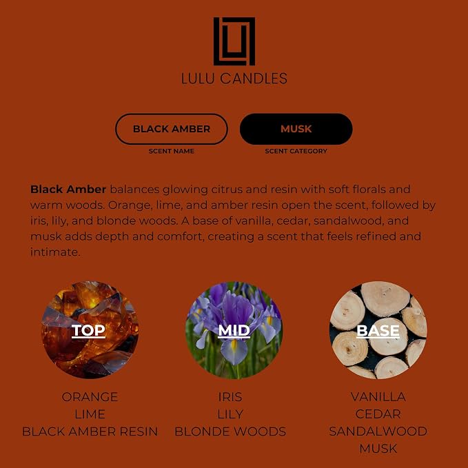 Lulu Candles | Warm Amber Candle | Luxury Scented Soy Jar Candle | Hand Poured - Image 4
