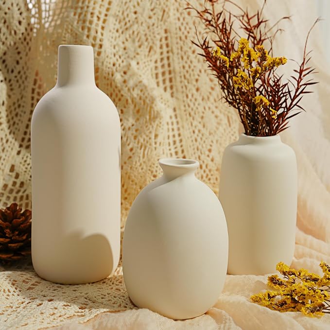Small White Ceramic Vase Set of 10 Ceramic Bud Vases in Bulk Farmhouse Vase | - Image 9