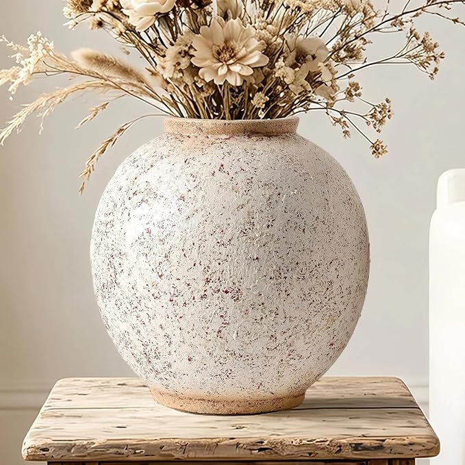 Large Ceramic Vase, 10.8" H, Round & Tall, Indoor Table Living Room Decor by KayolinCommunity