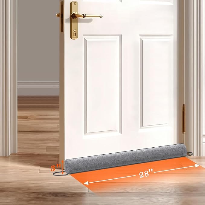 Sunolga Linen Door Draft Stopper, Removable Washable Cover, Blocks Hot and Cold - Image 7