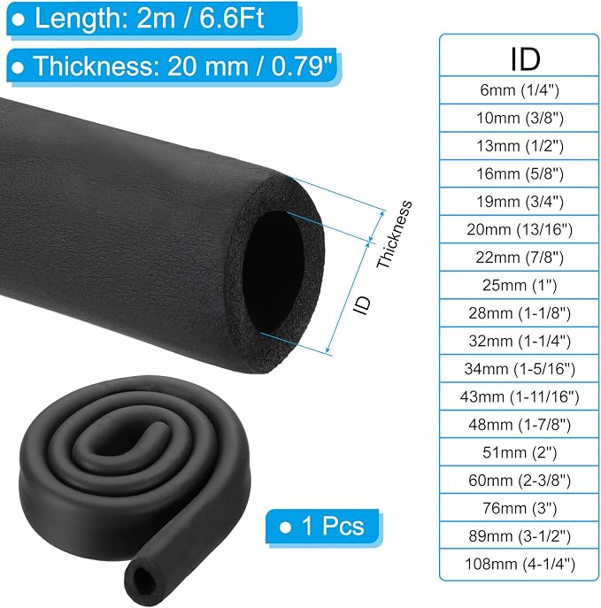 PATIKIL 1-11/16" ID x 6.6Ft Pipe Insulation Foam Tubes, Pipe Cover Wrap Roll - Image 2