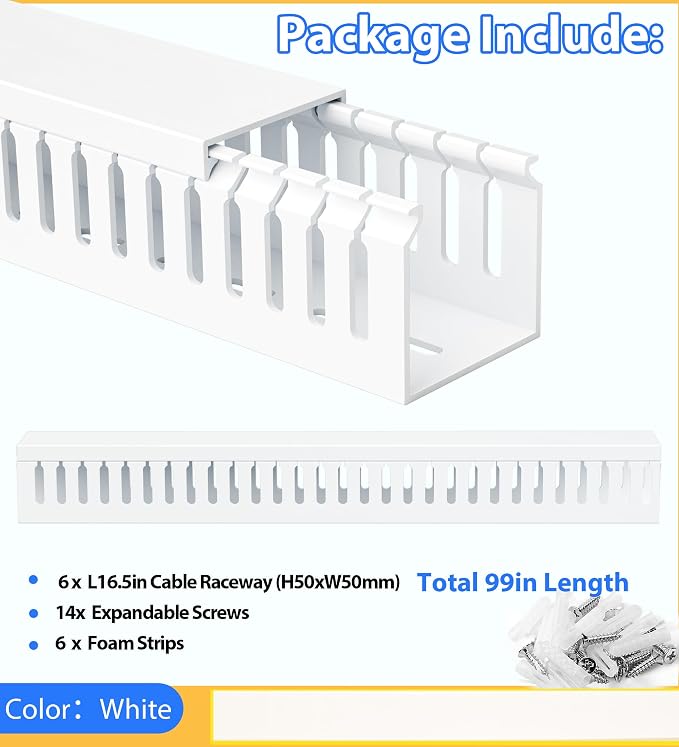 2" H x 2" W Cable Raceway, 99in Under Desk Wire Management Channel, 16.5in Each - Image 6