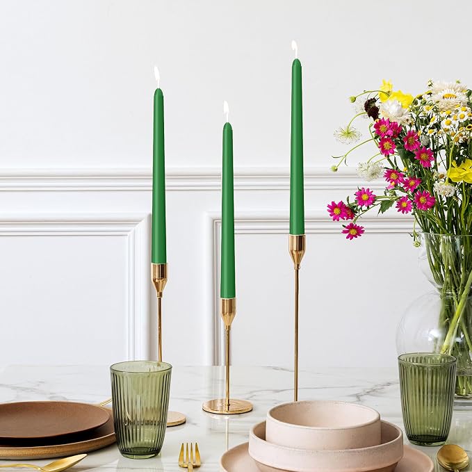 12 Pack Green Taper Candles 10 inch - Image 5
