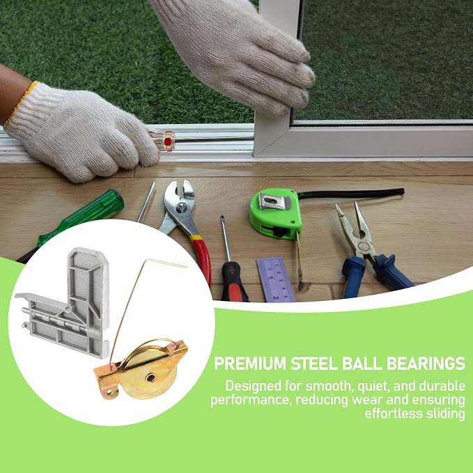 Sliding Screen Door Rollers 4 Sets 1-1/4" Steel Bearing Corner Insert | Fits - Image 3