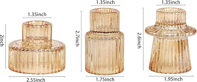 Vixdonos Taper Glass Candlestick Holders Tealight Candle Holders - Image 2
