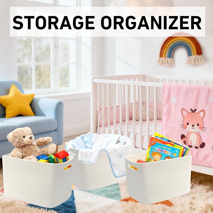 3 Pack Woven Baskets, Storage Baskets - Image 4