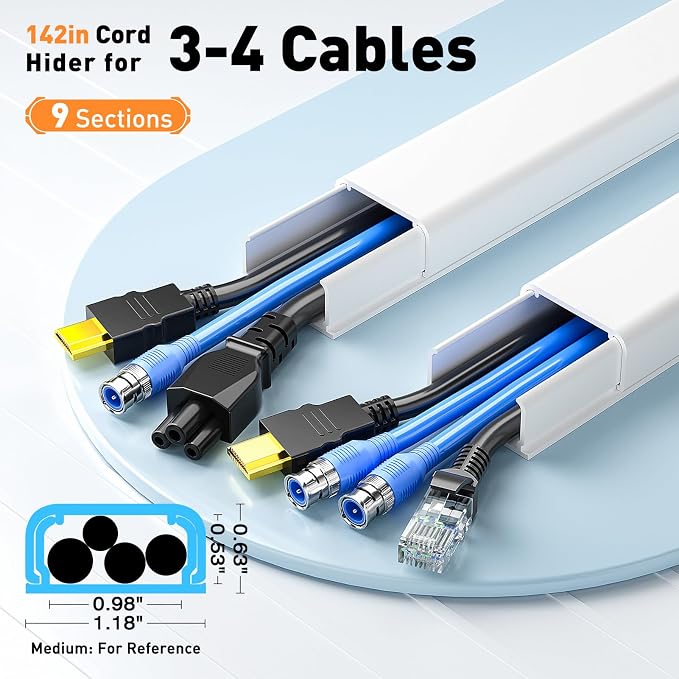 Delamu Cord Hider, 142in Cable Hider, Cord Covers - Image 2