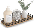 Bathroom Tray for Counter Top Organizer, Acacia Wood Vanity Tray | Metal Frame by Focusonit